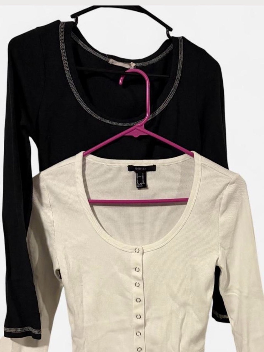 Forever 21 Ribbed Snap-Front Top with Black Tee by Lush